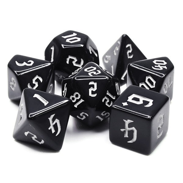 Chon Drite 7pc Dice Set inked in White